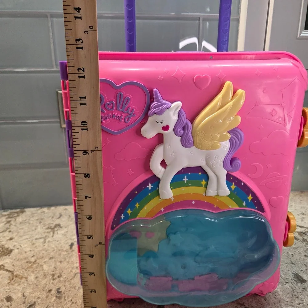Polly Pocket Starlight Castle Unicorn Party Suitcase Playset HKV43 Pink Purple